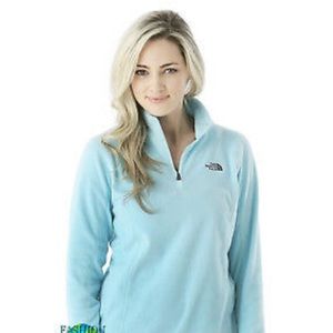 North face fleece quarter zip sweater light blue